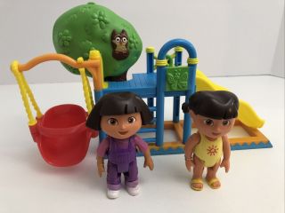 Dora The Explorer Talking Dollhouse Backyard Swingset Slide Treehouse 2 Doras