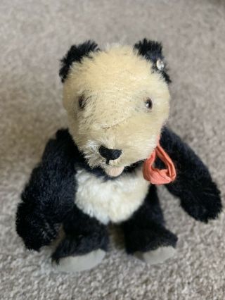 Cute 1950’s Rare Mohair Vintage Steiff Panda Bear 6” Stands On Own W/button Nr
