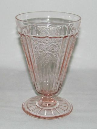 Hocking Glass Mayfair Open Rose Pink Footed Water Tumbler