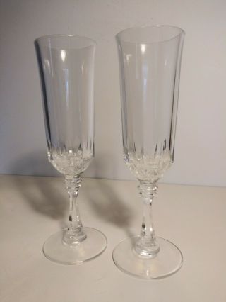 Vintage Lead Crystal Made In France Champagne Flutes Set Of Two