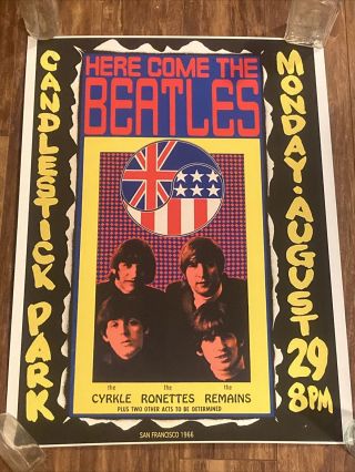 Poster,  Here Come The Beatles,  Candlestick Park San Francisco 1966 Vintage 2
