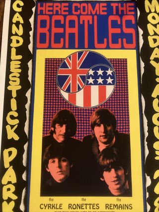 Poster,  Here Come The Beatles,  Candlestick Park San Francisco 1966 Vintage 3