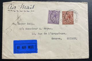 1925 Lombard England Airmail Cover To Geneva Switzerland