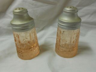 Vintage Pink Depression Glass Sharon Cabbage Rose Salt & Pepper Shakers