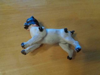 SM.  Antique/VTG.  Bisque Bull Dog? Unmarked Arms/Legs Jointed/Doll House? German? 2