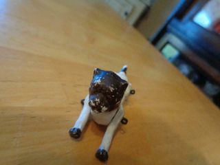 SM.  Antique/VTG.  Bisque Bull Dog? Unmarked Arms/Legs Jointed/Doll House? German? 3