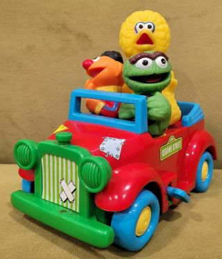 Vintage Tyco Preschool Sesame Street Wind Up Big Bird Oscar Ernie Car Jim Henson