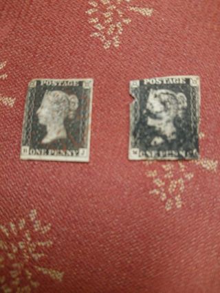 Great Britain 2stamps Victoria Penny Black A19