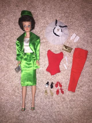 Vintage Midge Barbie Doll Brunette Bubblecut Japan 1962 Theatre Date Outfit 959