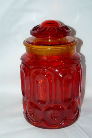 Vintage L.  E.  Smith Amberina Moon And Stars Medium Sugar Canister With Liid