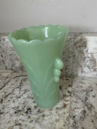 Pr Vintage Jadeite Art Deco Jade Green Glass Bud Vase Jadeite 2