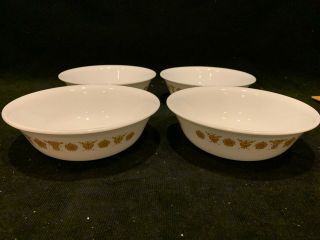 4 Soup / Cereal Bowls Corelle Butterfly Gold 6.  25”