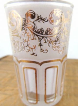 Vintage Juice Glasses Set Of 6 Mcm Clear Frosted Gold Retro 6 Oz