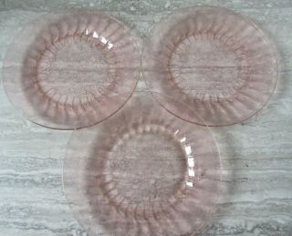 3 Old Vintage Pink Depression Glass Floral Poinsettia 9 " Dinner Plates Jeanette