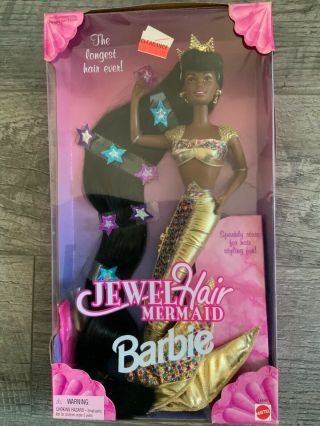 Jewel Hair Mermaid Barbie - African American - 14587,  Nrfb
