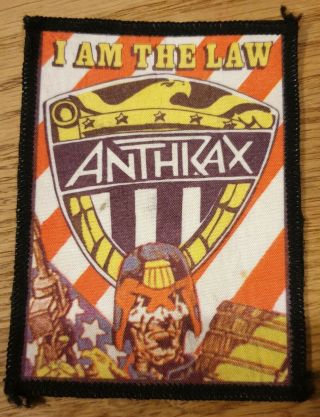 Anthrax Patch " I Am The Law " Vintage 1980s Patch Metal Iron Maiden Slayer Metall