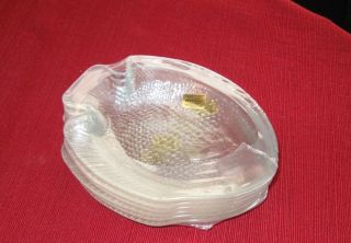 Set Of 6 Arcoroc France Clear Glass Fish Shaped Plates Orig Package