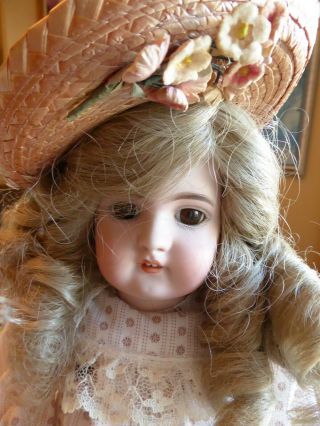 14 " Antique German Handwerck Bisque Socket Head Doll Brown Eyes Ca.  1876 - 1932