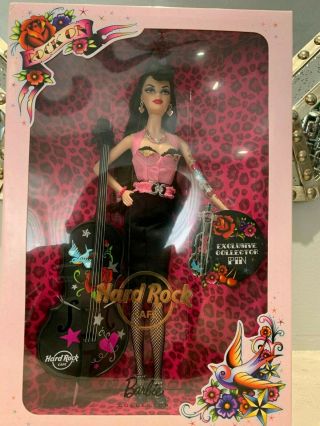 Barbie 2009 Hard Rock Cafe Barbie Rockabilly Rare Gold Label N6606 With Pin