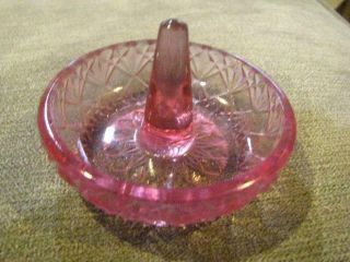 Vintage Fenton Rose Pink Cranberry Glass Ring Jewelry Holder