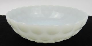 Milk Glass Vintage Fruit Bowl Scalloped Edge Hobnail Texture