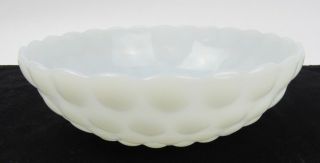 Milk Glass Vintage Fruit Bowl Scalloped Edge Hobnail Texture 2