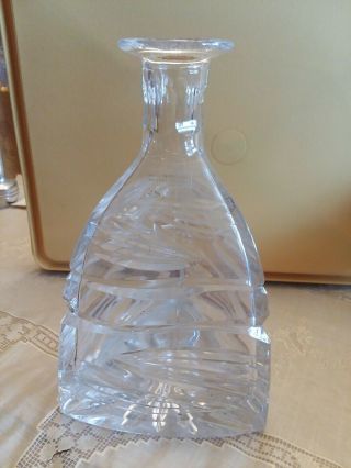 24 Lead Crystal Triangle Wave Etched Thick Bud Vase/ Decanter - Made In Poland
