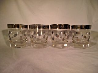 Set Of 4 Vintage Retro Polka Dot Old Fashioned Glasses
