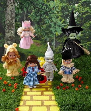 Set 6 Dolls Precious Moments® Wizard Of Oz Dolls Vinyl Linda Rick 7 "