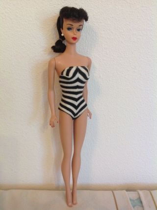 Vintage Brunette 5 Ponytail Barbie Doll 1961