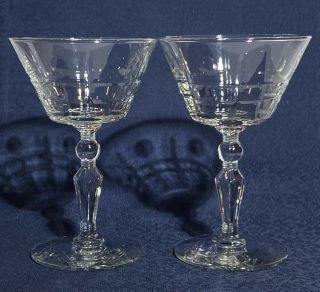 Set Of 2: Rock Sharpe - Pattern: Wayne - Champagne/ Tall Sherbet Glasses 5 1/2”