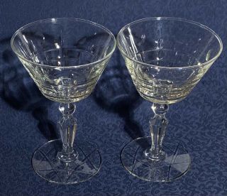 Set of 2: Rock Sharpe - Pattern: WAYNE - Champagne/ Tall Sherbet Glasses 5 1/2” 2