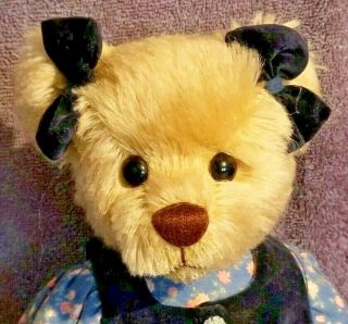 Mary Holstad Mohair Bear Fully Jointed With Hand Made Dress Ooak