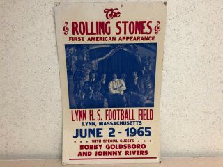 Vintage Cardboard Rolling Stones Concert Poster Lynn Massachusetts June 1965
