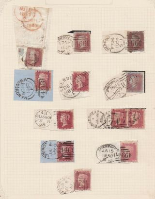 Lot:36557 Gb Qv 1d Red Penny Star Selection Of Spoon Postmarks