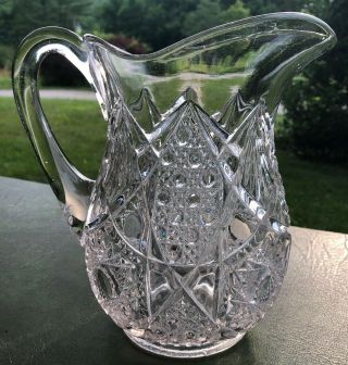 Vintage Eapg Clear Glass Pitcher Pressed Glass Water Pitcher Heavy