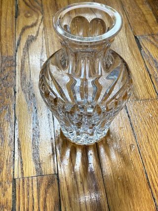 Vintage Small Cut Crystal Glass Vase Diamond Cut 6.  5” High