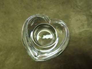 Vintage Orrefors Crystal Glass Sweden Signed Heart Shaped Candle Votive Holder