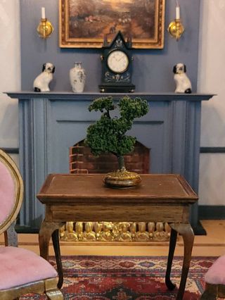 Dollhouse Miniature Artisan Signed Jim Clark Bonsai Tree In Pottery Dish