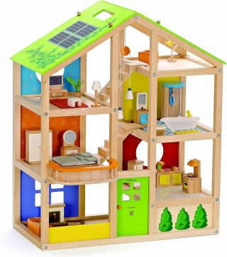 All Seasons Kids Wooden Dollhouse By Hape | Award Winning 3 Story Dolls House
