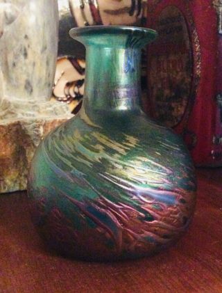 Skookum Iridescent Robert Held Art Glass Vase Signed Lovely Colours