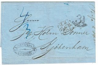 Great Britain 1854 London Cancel On Mourning Cover To Denmark