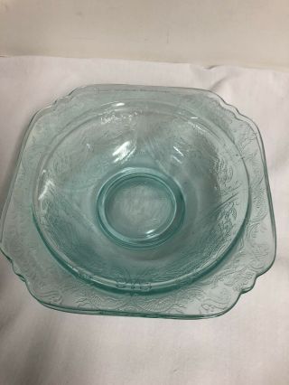 2 Vintage Federal Depression Glass Green Madrid 7 " Bowls