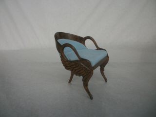 Vintage Artist Made Susan Russo Miniature Hand Carved Swan Chair Dollhouse