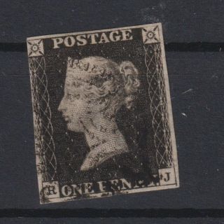 Great Britain 1840 Penny Black,  Just Touch Upper Left No Faults (j3)