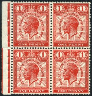 1929 Kgv Puc 1d Part Booklet Pane With Plate Marking (cat £425) Sg Spec Ncomb2