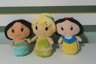 3x Itty Bittys Disney Princess Plush Toys Jasmine Tinkerbell Snow White