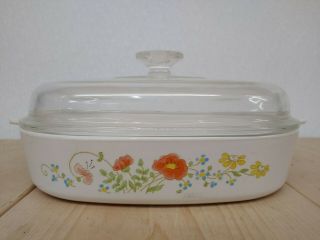 Vintage Corning Ware 10 " X 10 " X 2 " Wildflower Casserole Dish With Lid A - 10 - B