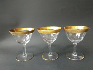 Tiffin Minton Gold Encrusted Wine Glasses Vintage Set Of 3