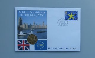 1992 British Presidency Of Europe - 1992 Fifty Pence 50p Coin Cover